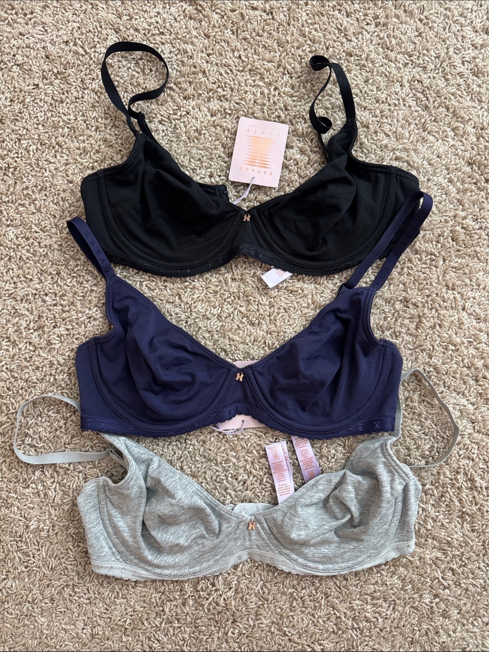 Bundle of 3 Savage x Fenty Cotton Unlined Bras